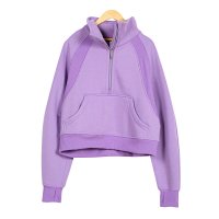 Deep purple stand-collar hoodie