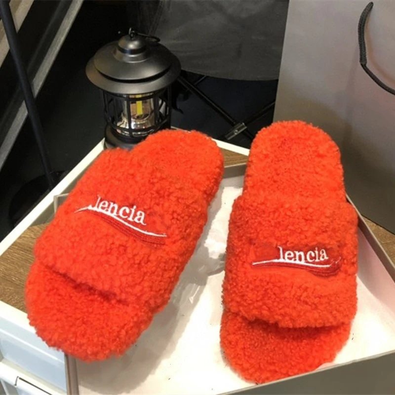 Design Lencia Fuzzy Slide Slippers Orange Slippers - 23