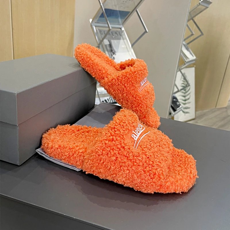 Design Lencia Fuzzy Slide Slippers Orange Slippers - 11