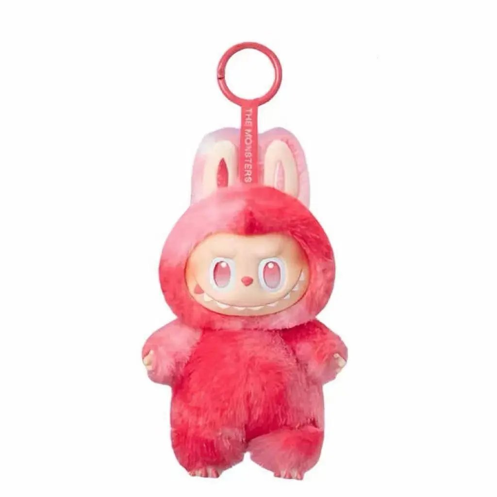Pop Mart The Monsters Labubu Red Pink Fluffy Plush Keychain