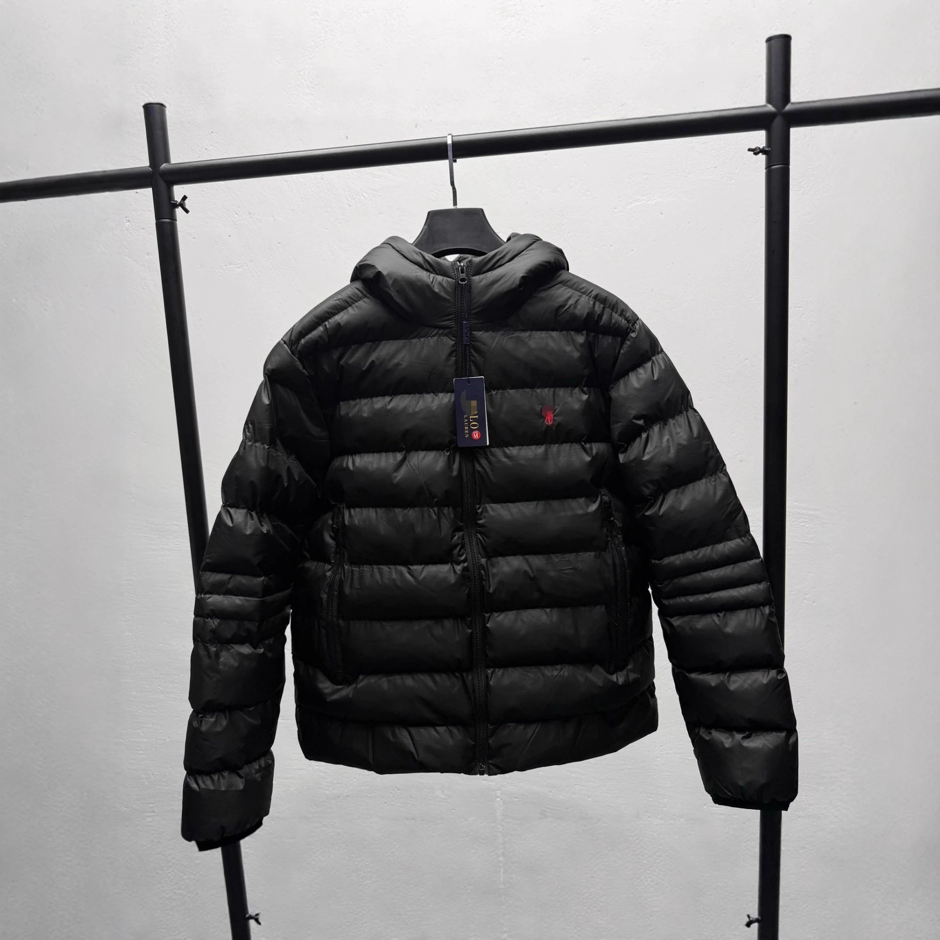 [H-03] Puffer Jacket Hooded Embroidered Small Logo Commuter Coat Winter 2025 New Unisex