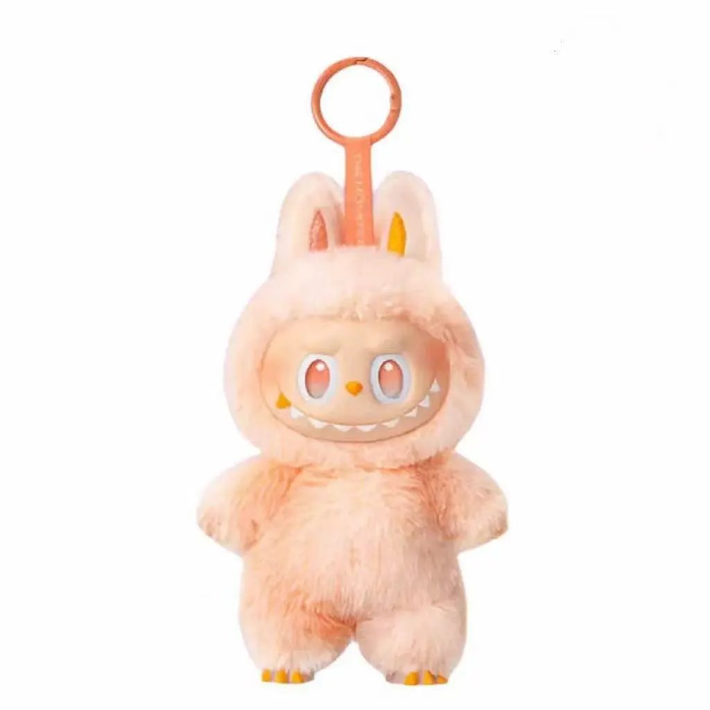 Pop Mart The Monsters Labubu Peach Cream Fluffy Plush Keychain