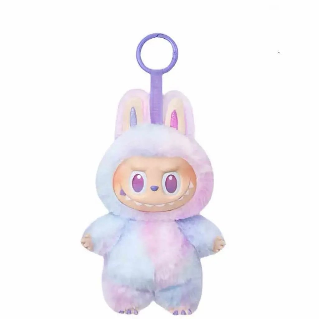 Pop Mart The Monsters Labubu Purple Blue Tie-Dye Fluffy Plush Keychain
