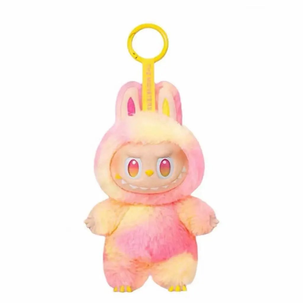 Pop Mart The Monsters Labubu Pink Yellow Gradient Fluffy Plush Keychain