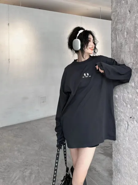 Balenciaga Logo Print Oversized Black T-Shirt - 3