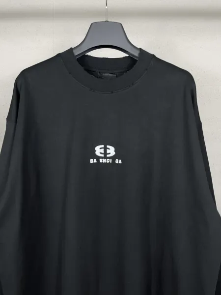 Balenciaga Logo Print Oversized Black T-Shirt - 9