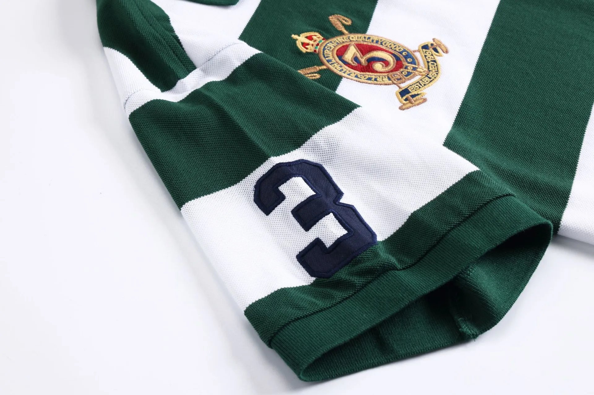 Polo Ralph Lauren Custom Slim Fit Striped Polo in Hunter Green and White - 10