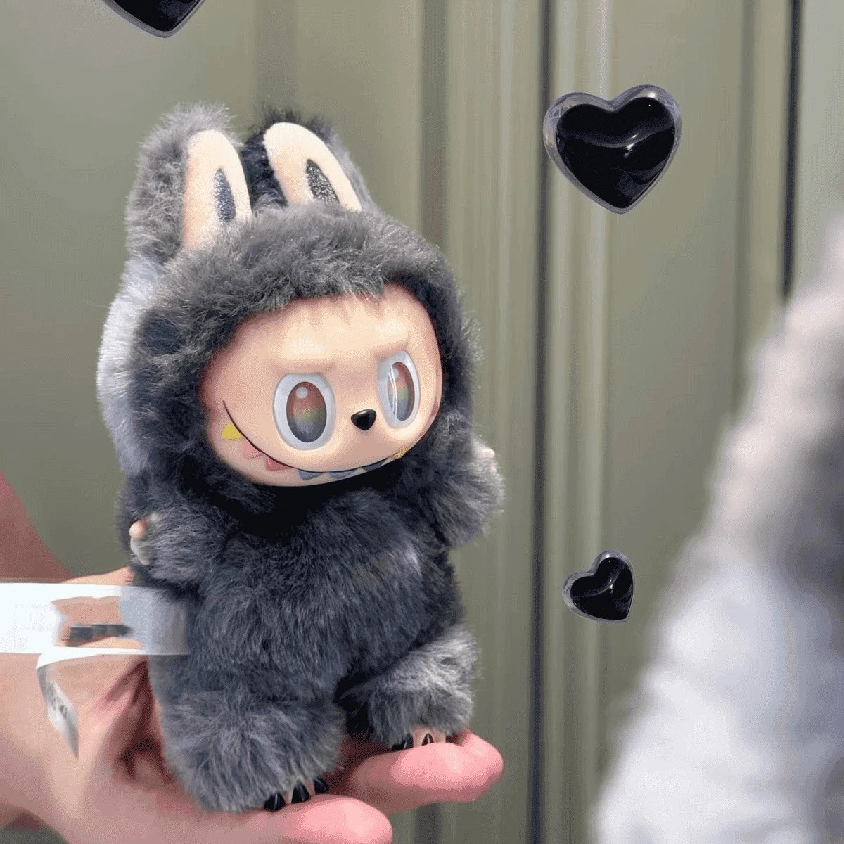 Pop Mart The Monsters Labubu Bunny Plush Figure in Dark Gray Wolf