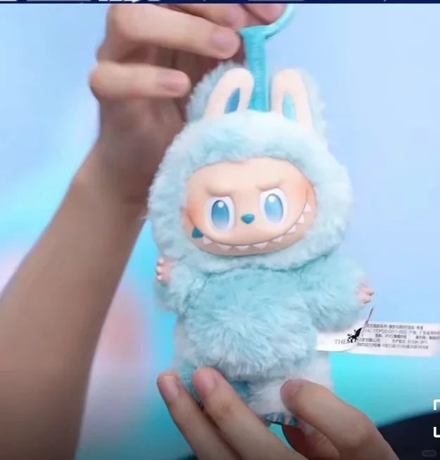 Pop Mart The Monsters Labubu Bunny Plush Keychain in Light Blue