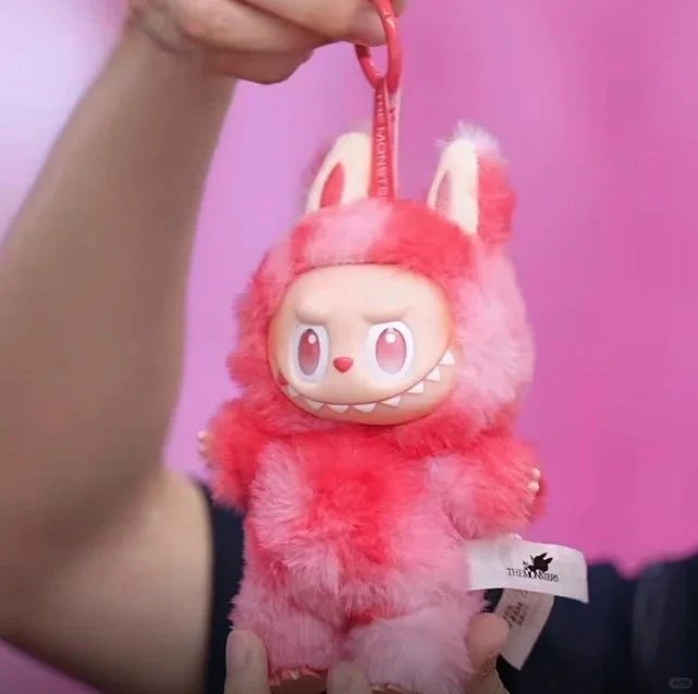 Pop Mart The Monsters Labubu Bunny Plush Keychain in Red