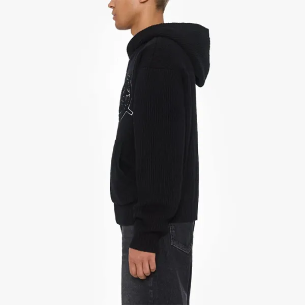 Design Ribbed Zip-Up Hoodie Navy - 4