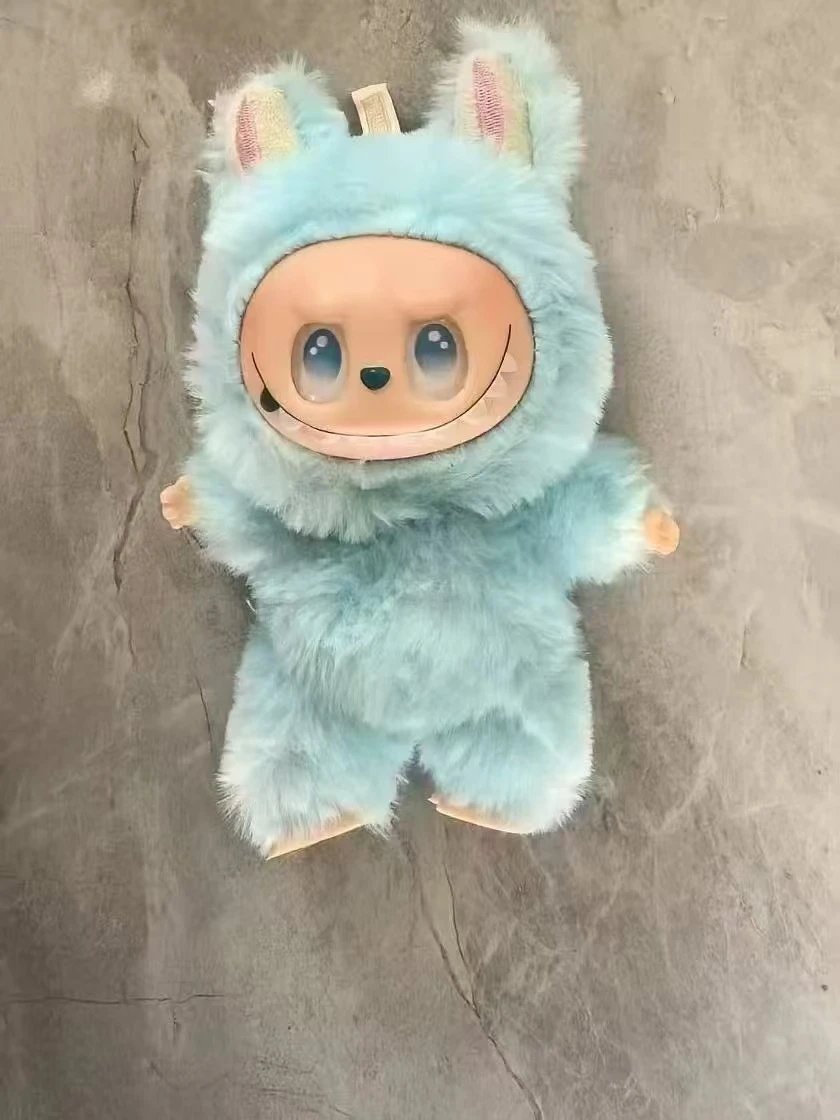Labubu x Pop Mart Blue Furry Bunny Plush Keychain - 15