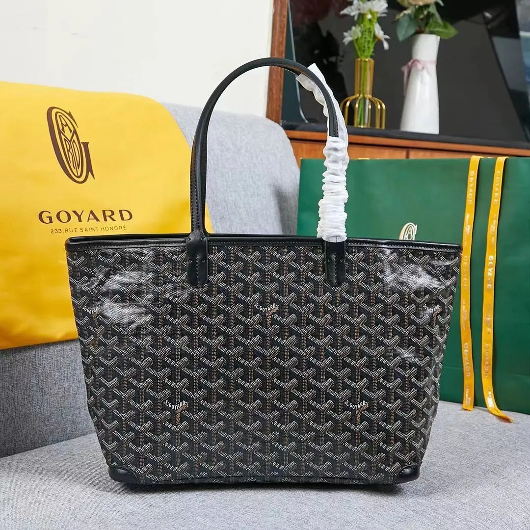 Goyard Saint Louis Tote Black Monogram Canvas Tote Bag - 6