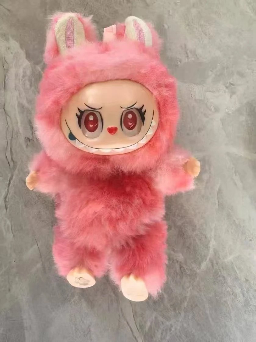 Labubu x Pop Mart Blue Furry Bunny Plush Keychain - 16