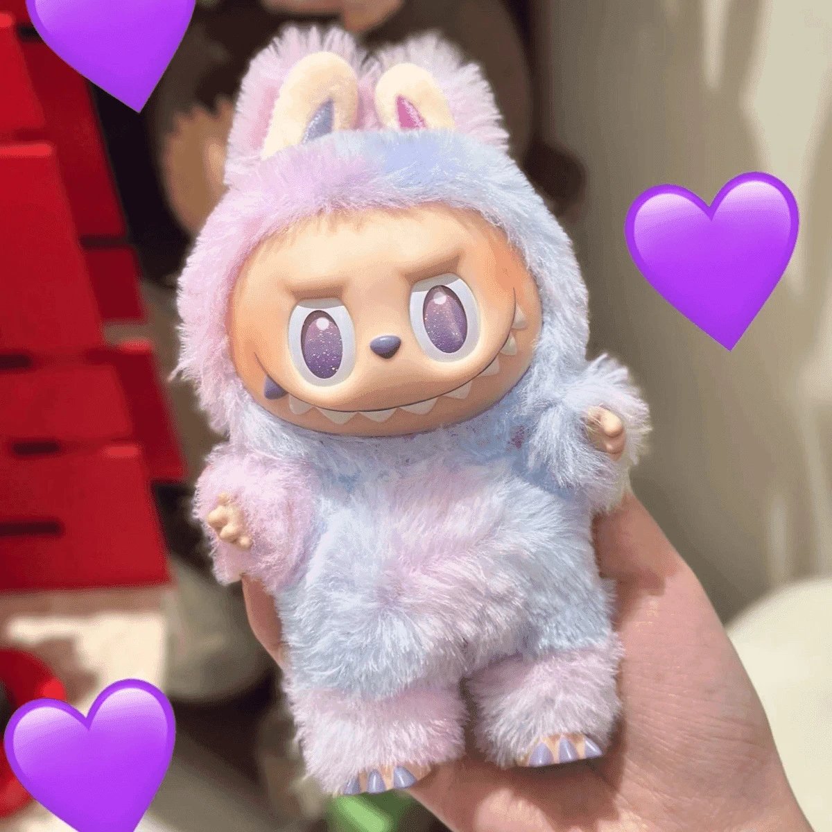 Pop Mart The Monsters Labubu Bunny Plush Figure in Blue and Purple Galaxy