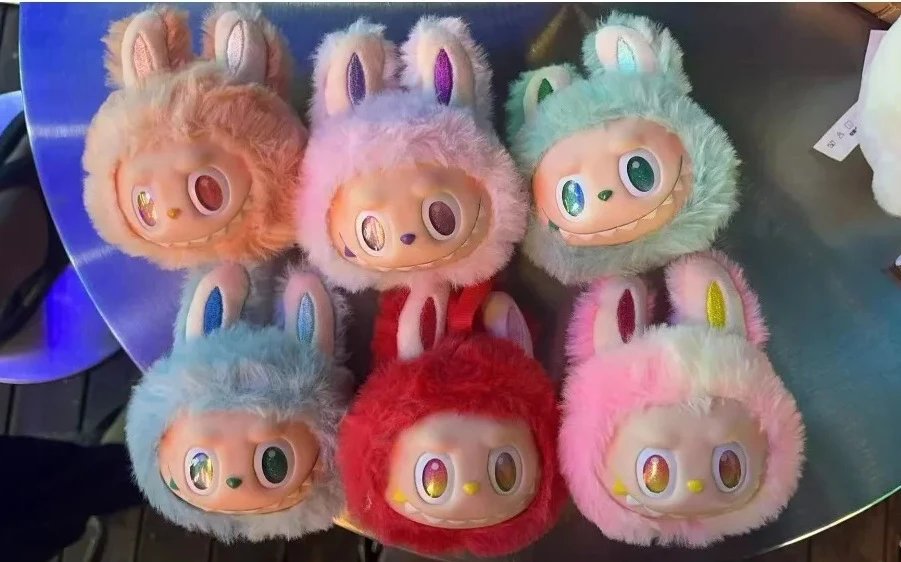 Pop Mart The Monsters Labubu Bunny Mini Plush Figure Set of 6 Glitter Rainbow Eyes