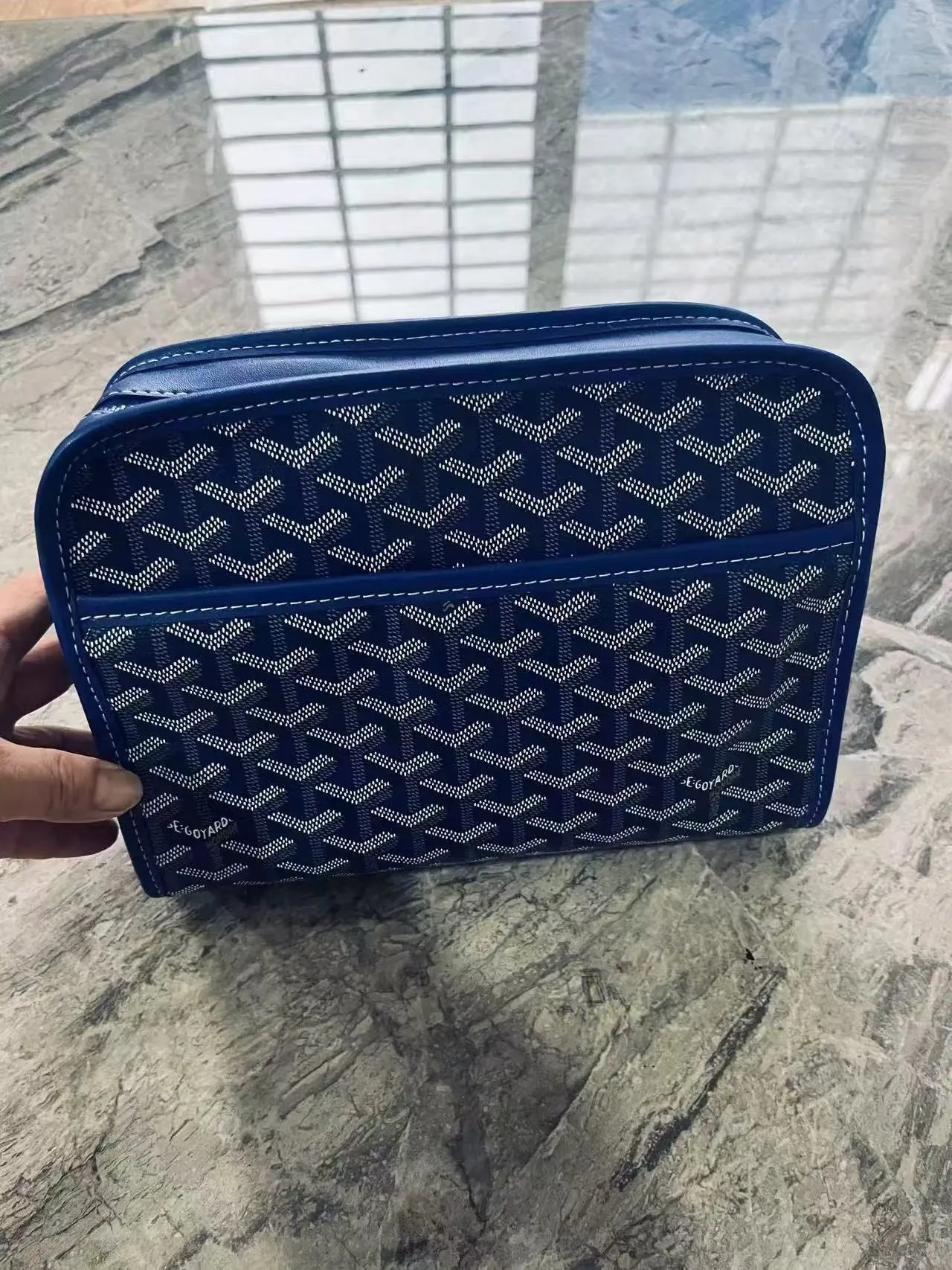 Goyard Saint-Louis Pouch Navy Blue Canvas Wallet - 7