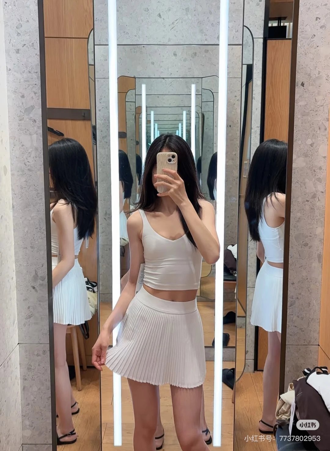 Design Pleated Mini Skirt White - 10