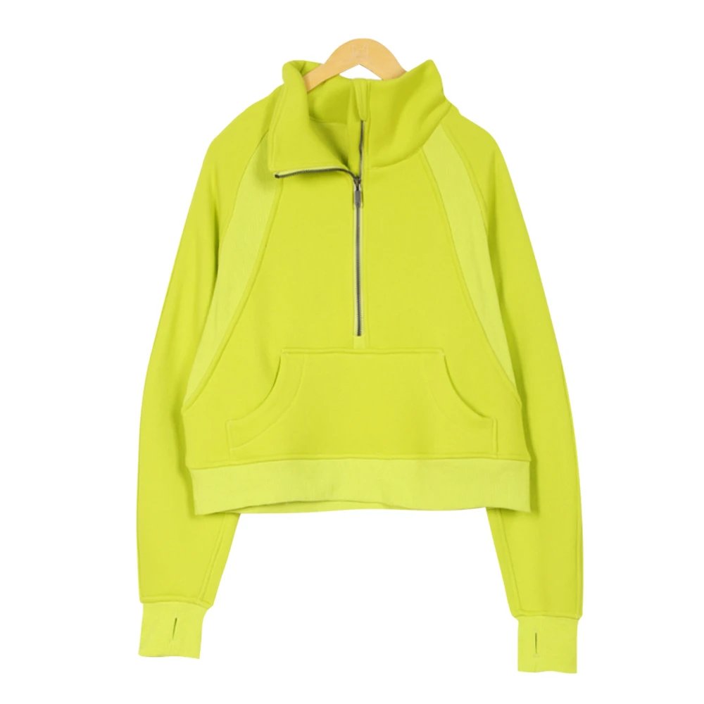 Design Half-Zip Cropped Hoodie Neon Lime - 11