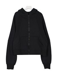 Black loose-fitting full-zip hoodie