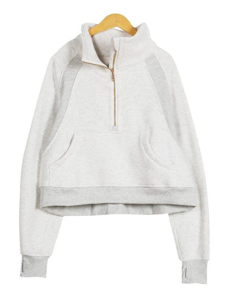 Design Half-Zip Cropped Hoodie Neon Lime - 7