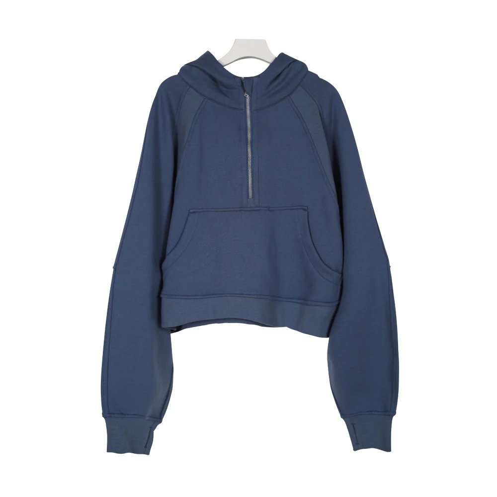 Lululemon Scuba Oversized Half-Zip Crop Hoodie Navy Blue