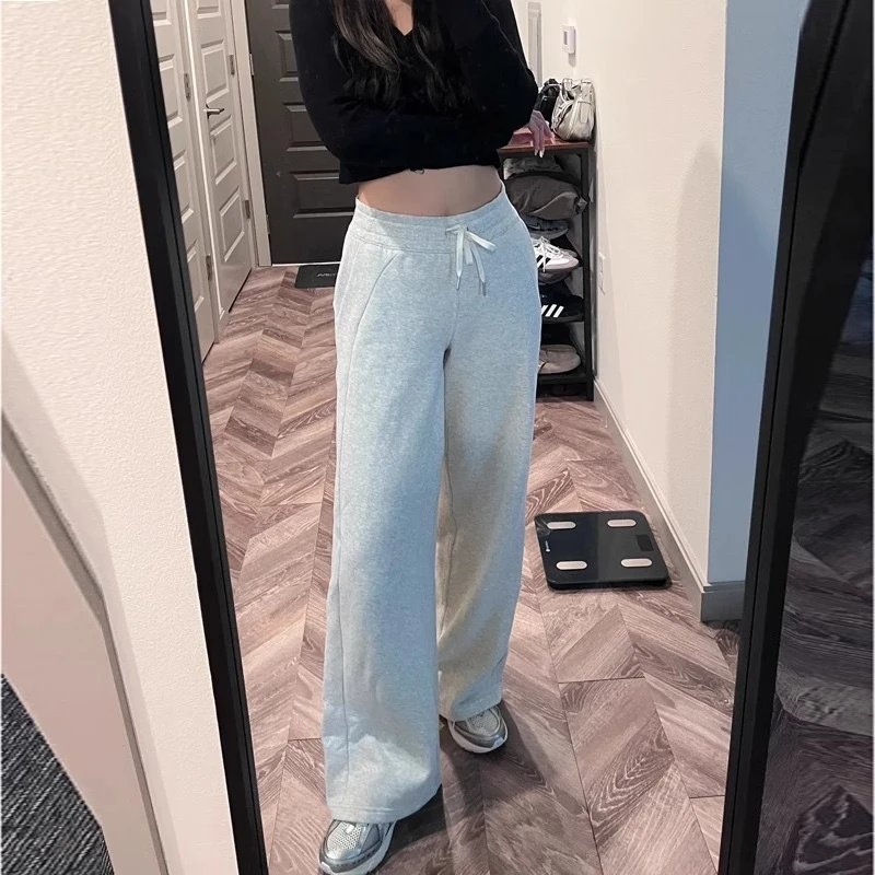 Design Wide-Leg Drawstring Sweatpants Black - 10