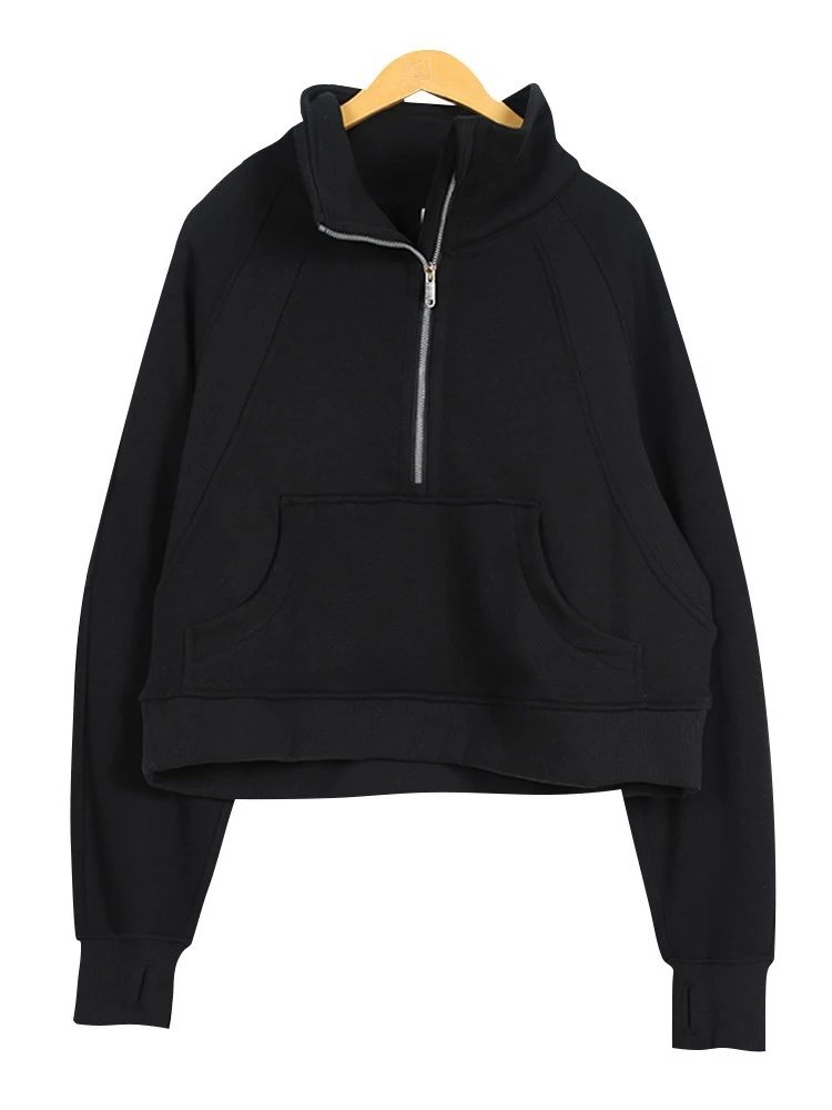 Design Half-Zip Cropped Hoodie Neon Lime - 6