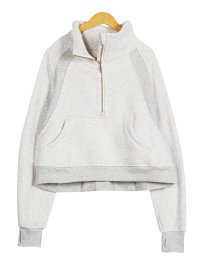 Ash-gray stand-collar sweatshirt