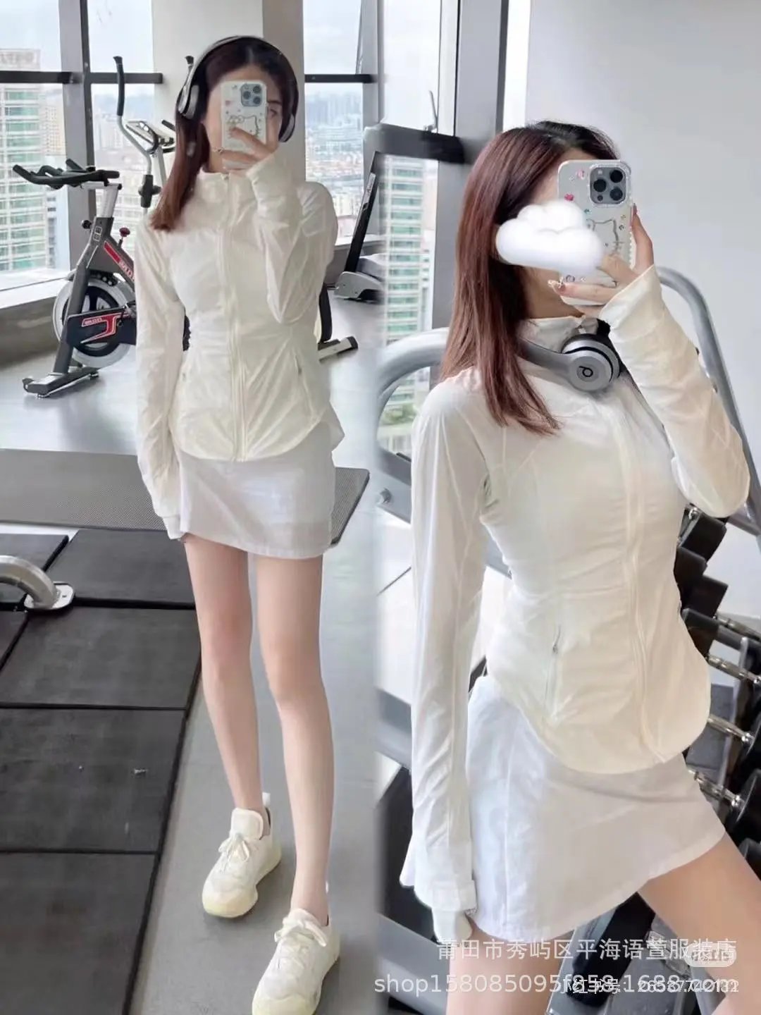 Design Sports Bra and Pleated Tennis Skirt Set White / Black Activewear - 5