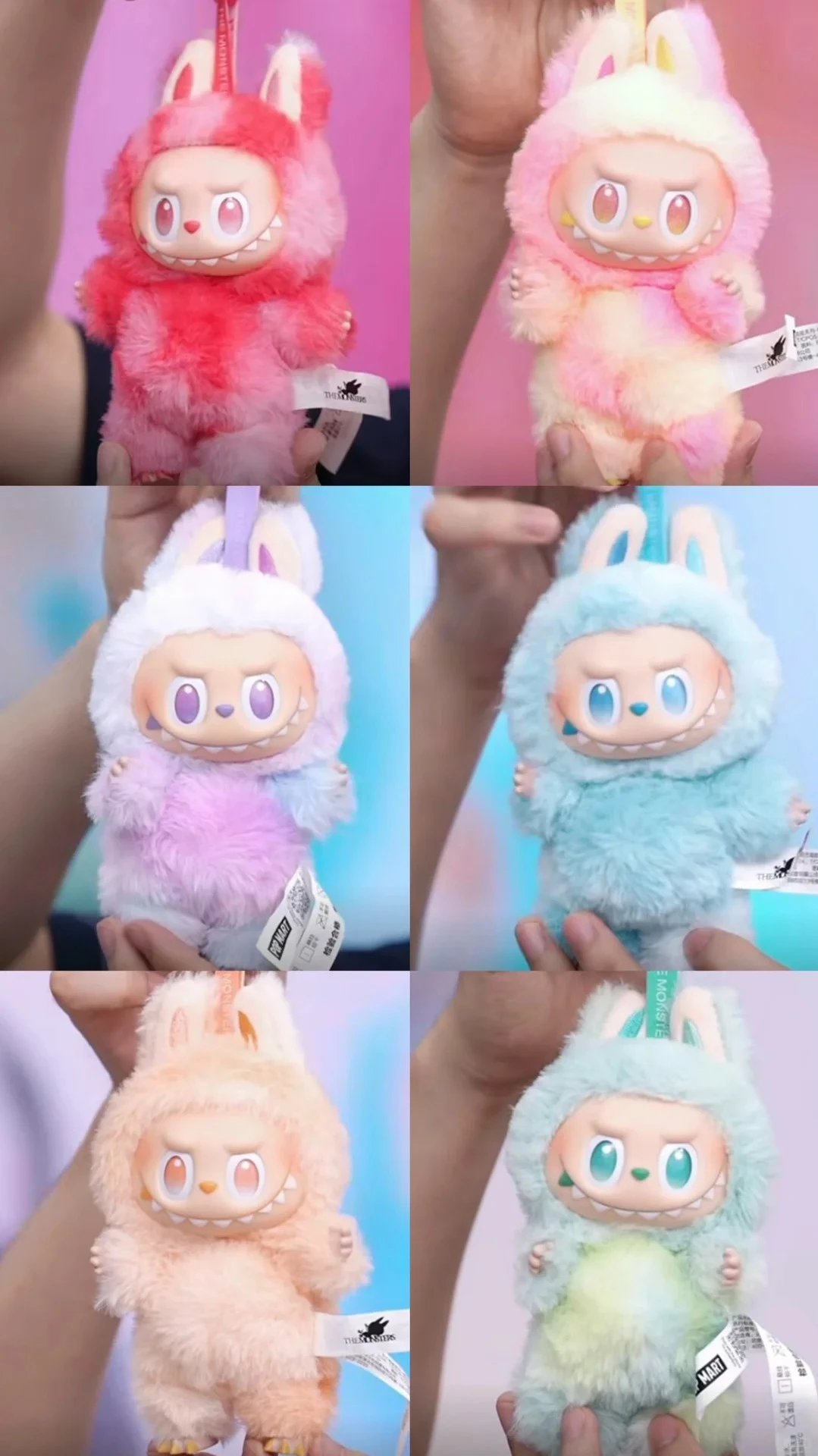 Pop Mart The Monsters Labubu Bunny Plush Keychain Set of 6 Mixed Colors