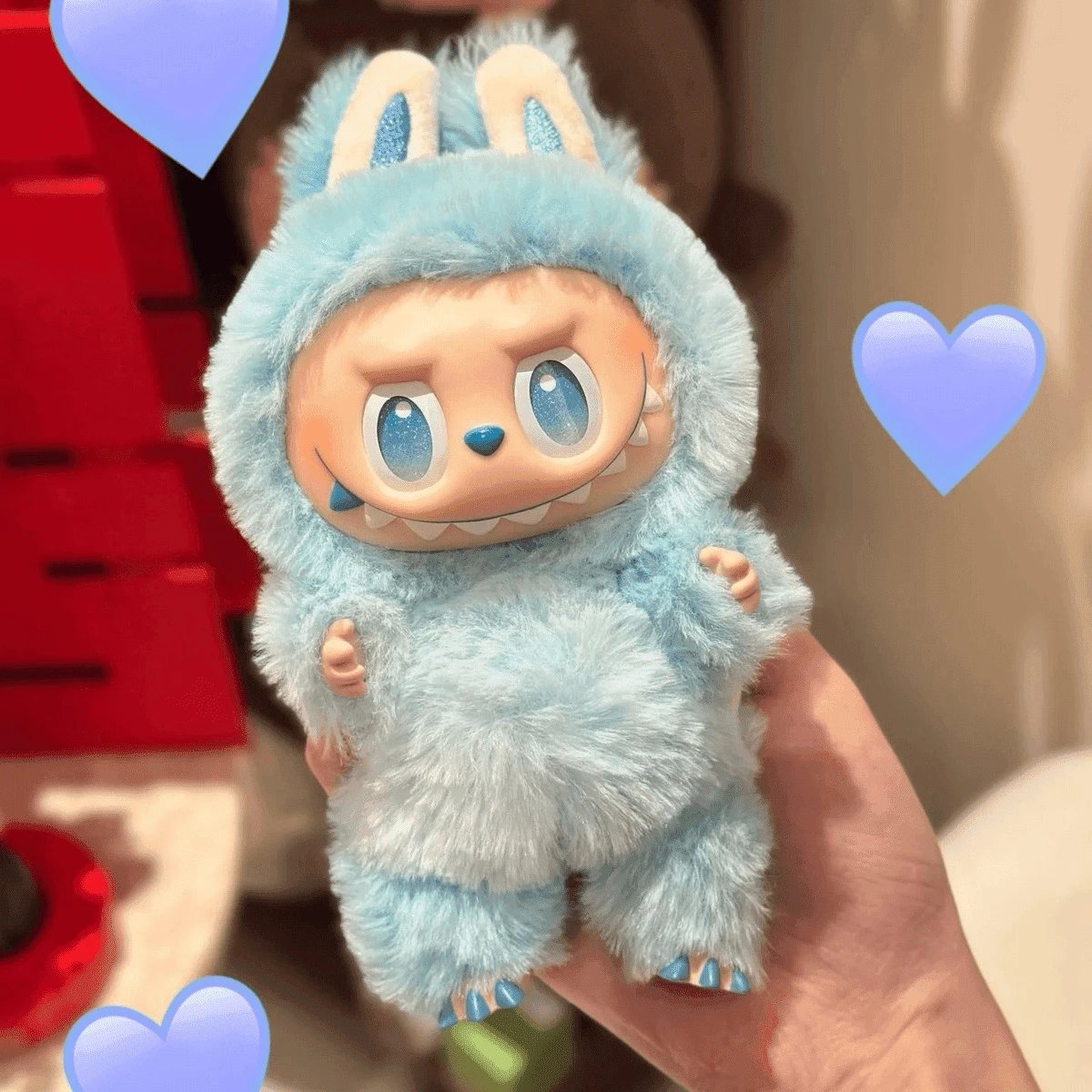 Pop Mart The Monsters Labubu Bunny Plush Figure in Ice Blue