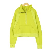 Mustard green stand-collar sweatshirt