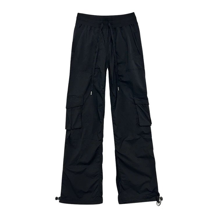 Design Cargo Pants Black Streetwear Wide-Leg Pants - 19