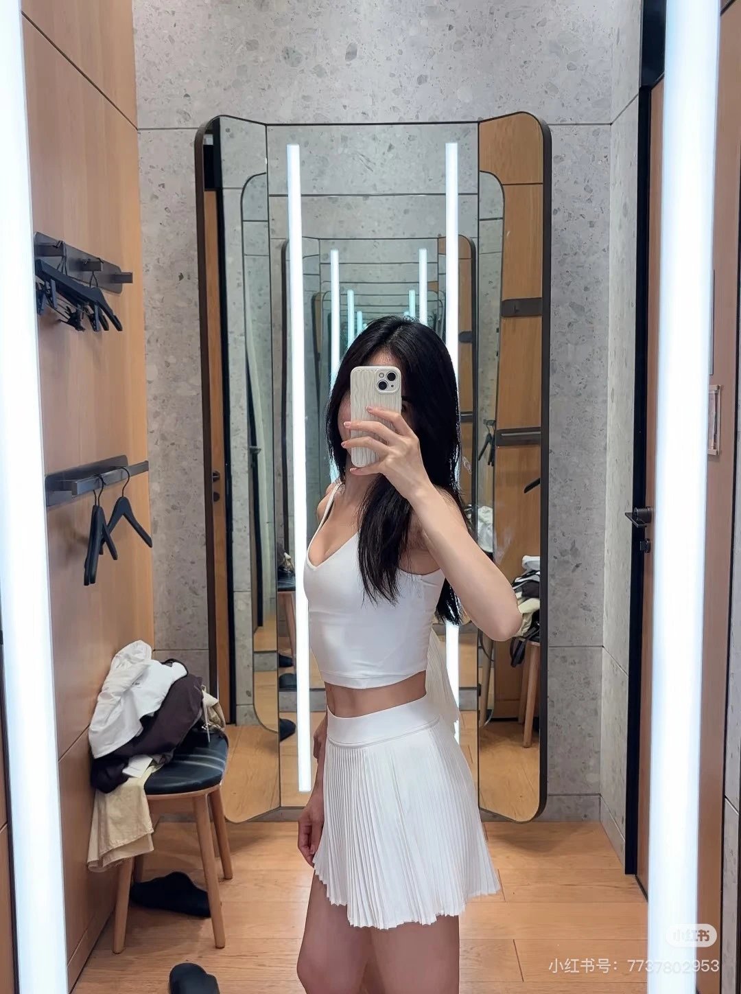 Design Pleated Mini Skirt White - 11