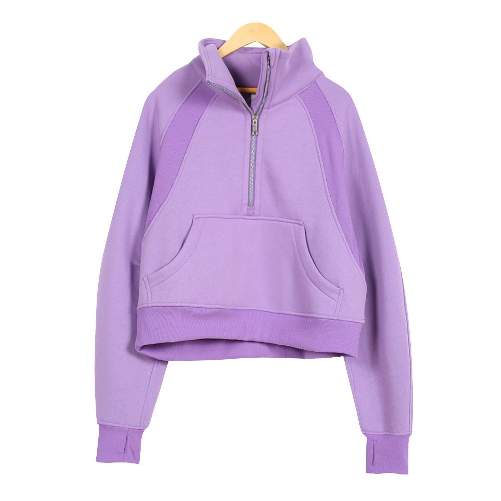 Design Half-Zip Cropped Hoodie Neon Lime - 10