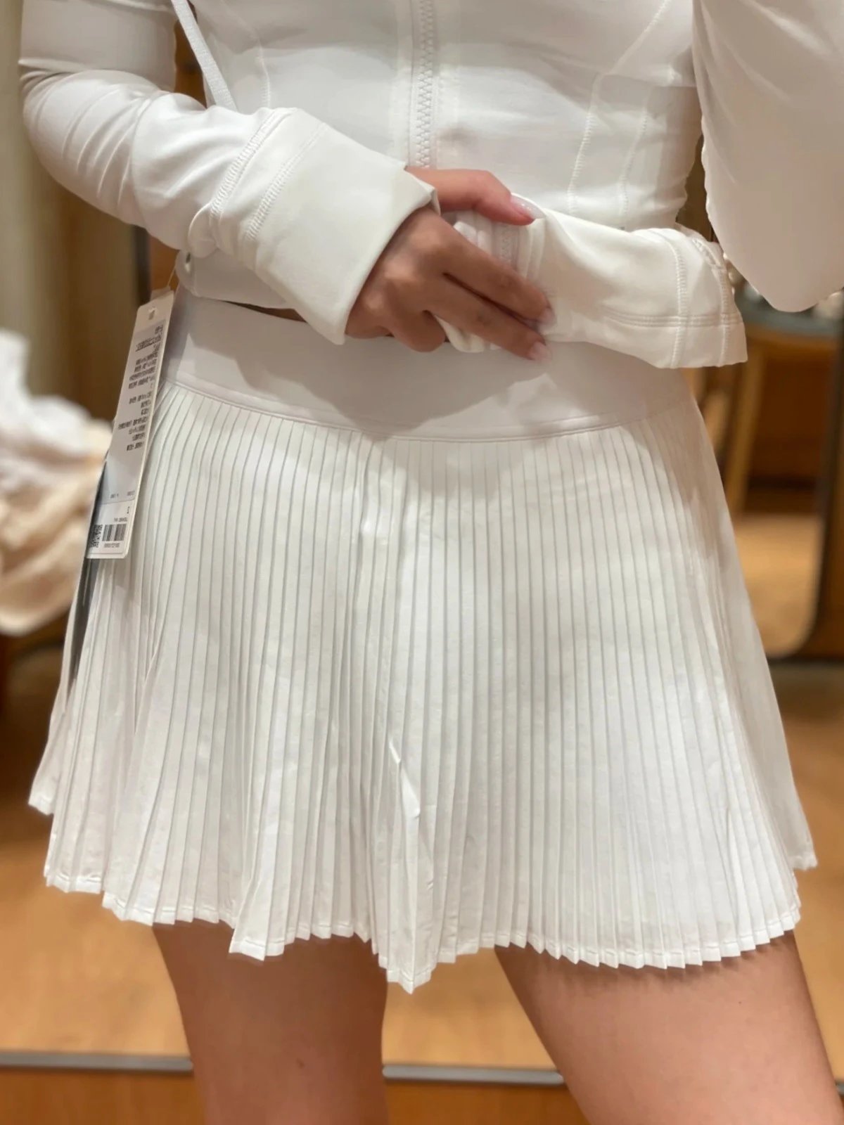 Design Pleated Mini Skirt White - 5