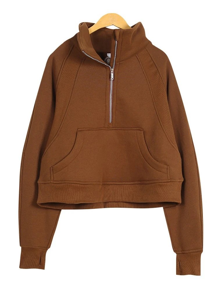 Design Half-Zip Cropped Hoodie Neon Lime - 12
