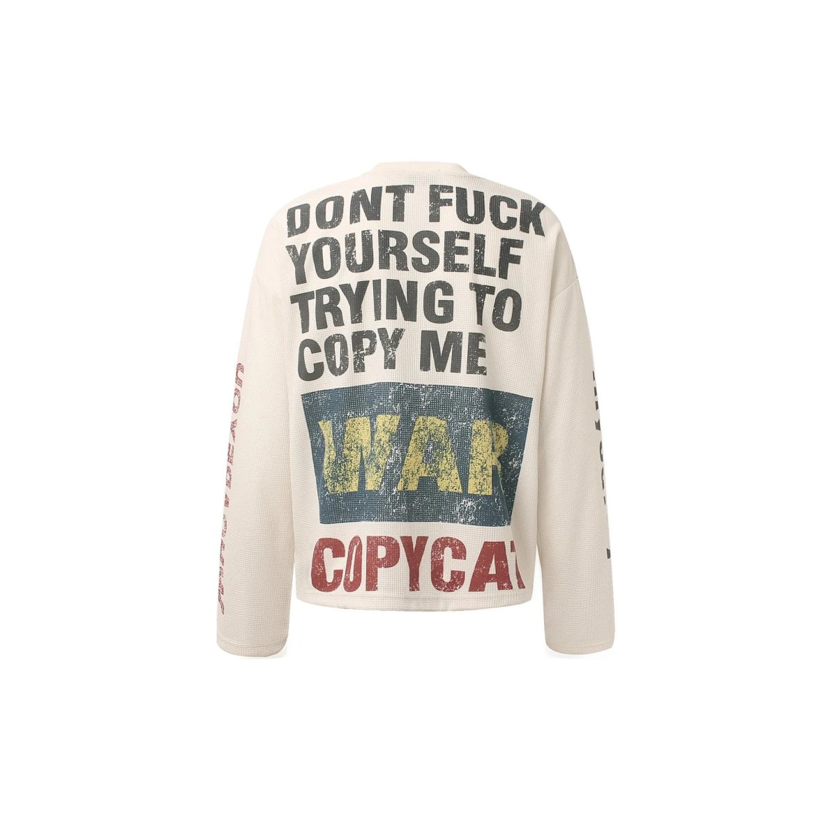 DX436 Unisex Waffle Knit Long Sleeve T-Shirt with Graphic Print