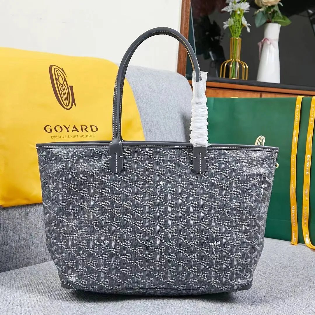 Goyard Saint Louis Tote Black Monogram Canvas Tote Bag - 12