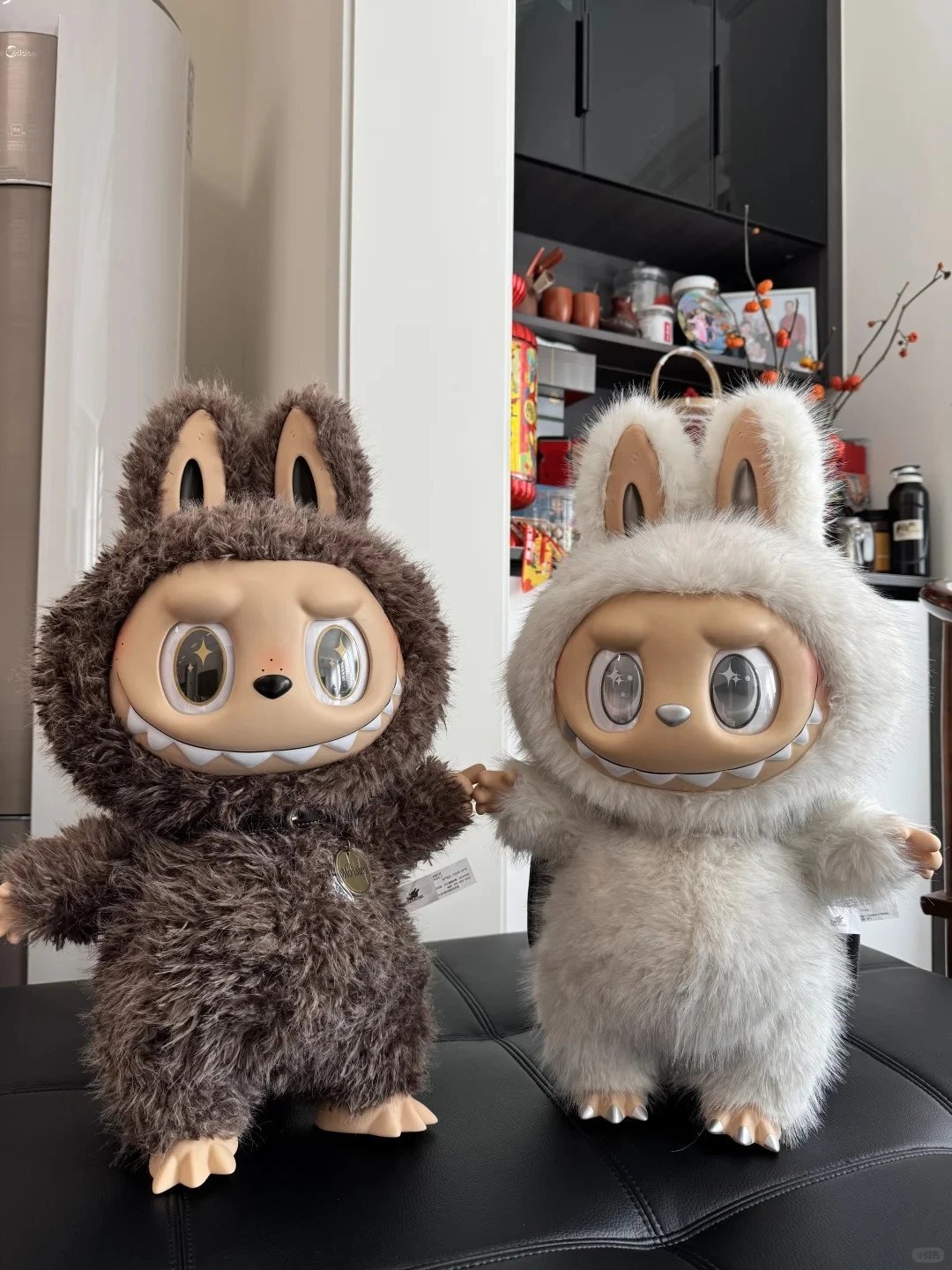Pop Mart The Monsters Labubu Bunny Large Plush Figure Set Dark Brown and White Pair