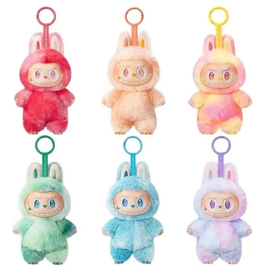 Pop Mart The Monsters Labubu Fluffy Bunny Plush Keychain 6-Color Set