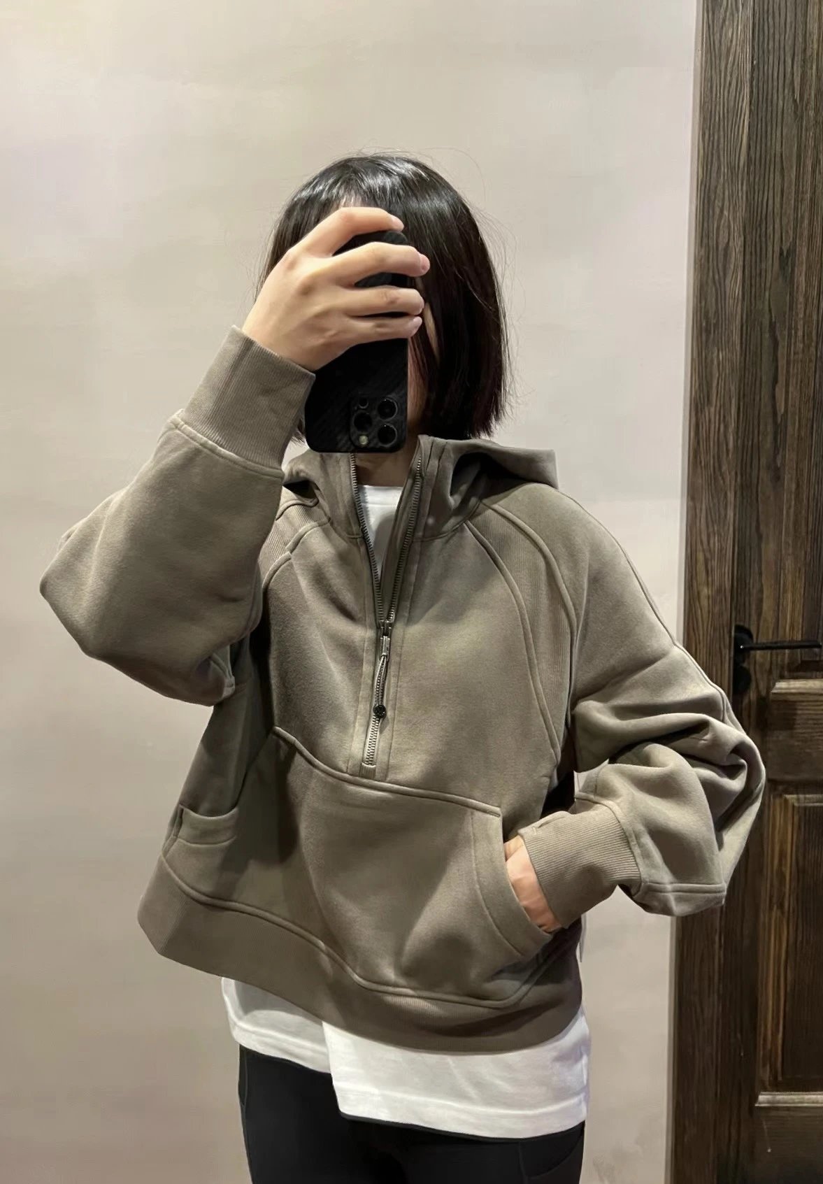 Design Olive Green Half-Zip Hoodie - 5