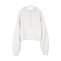 Ash-gray half-zip hoodie