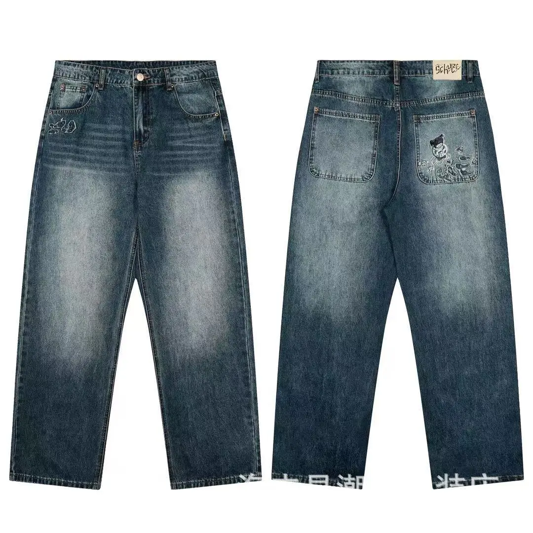 American High-Street Style Straight-Leg Jeans