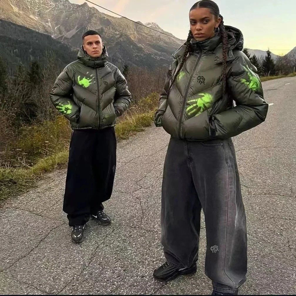 Broken Planet Gradient Green Handprint Down Jacket - 6