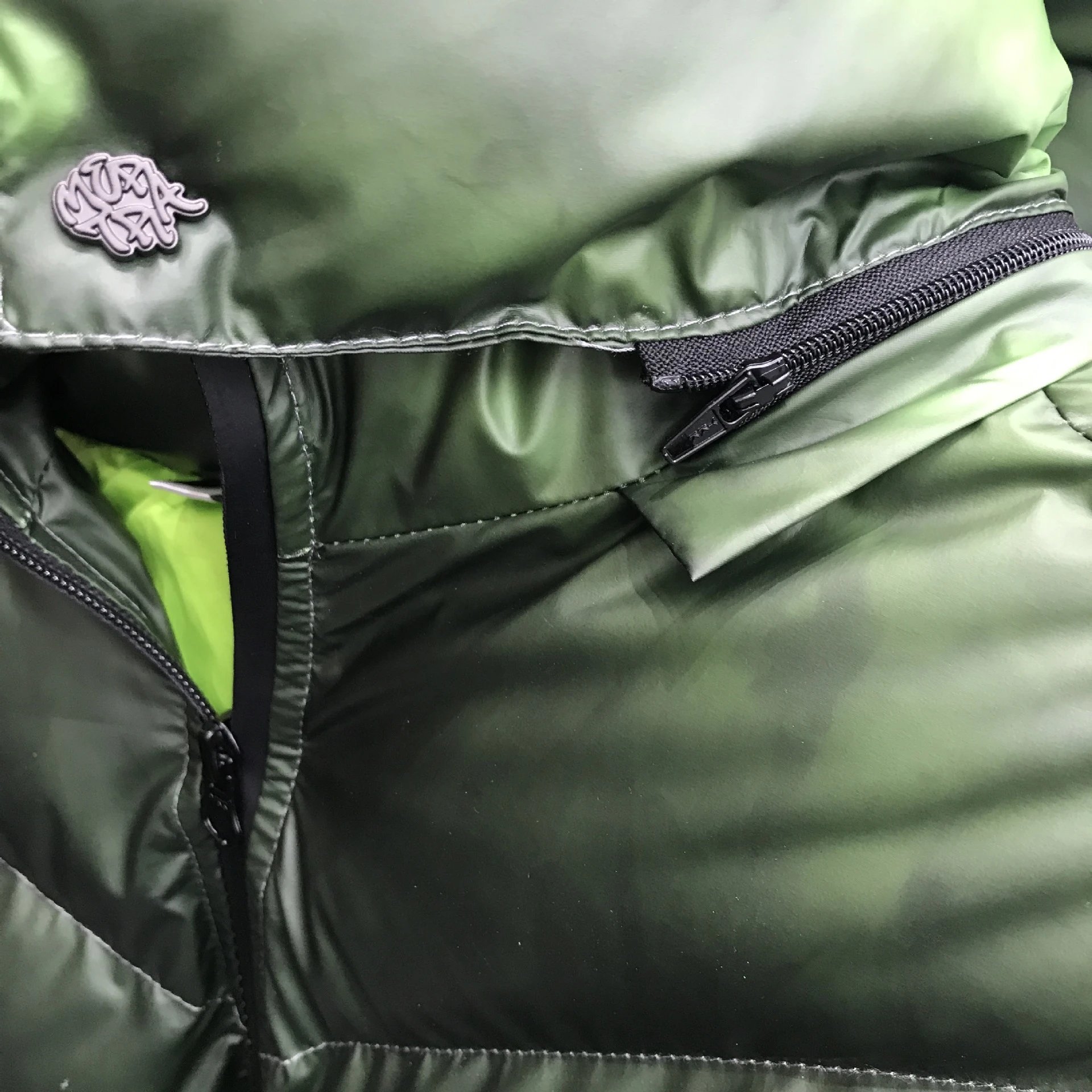 Broken Planet Gradient Green Handprint Down Jacket - 25