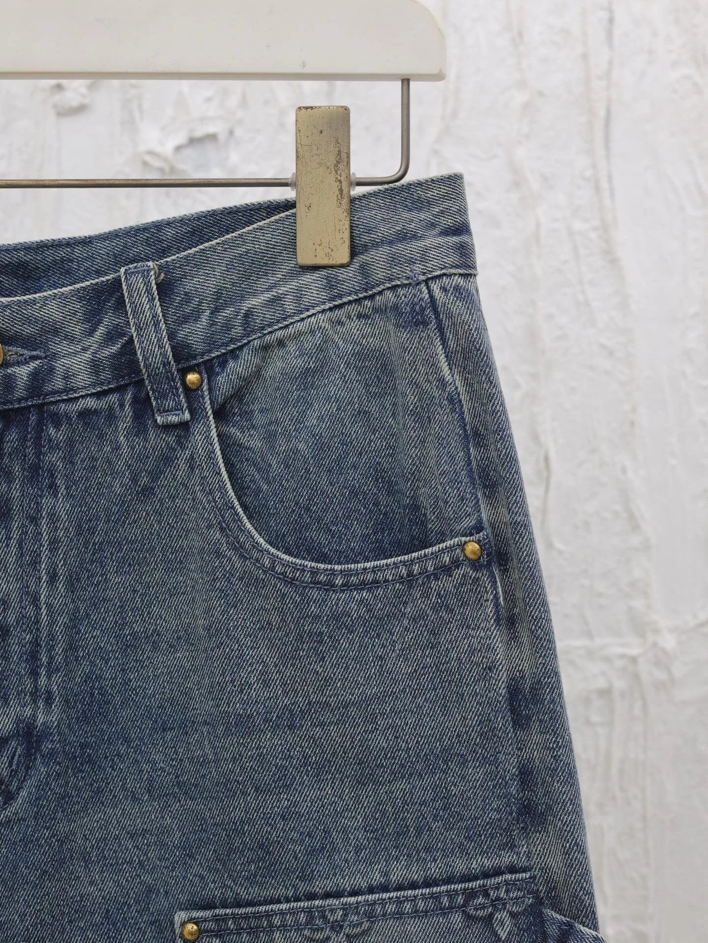 Louis Vuitton Monogram Embossed Cargo Shorts Blue Denim - 8