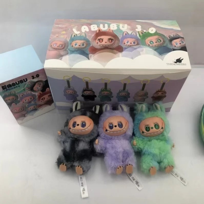 Labubu x Pop Mart Blue Furry Bunny Plush Keychain - 5