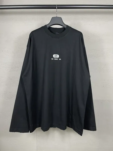 Balenciaga Logo Print Oversized Black T-Shirt - 4